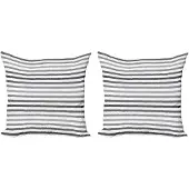 Abakuhaus Gestreepte kussenhoes – 50x50 cm – Dubbelzijdig bedrukt – Grijs/Wit