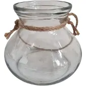 Decostar Glazen vaas met jute