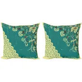 Abakuhaus Kussenhoes Set 2x40x40 – Retro Flora Digitaal – Jade/Wit