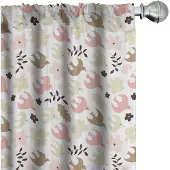 Abakuhaus Vogels gordijnen – 2-delige set 75x245 cm – microvezel – Roze Umber