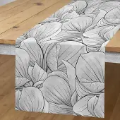 Abakuhaus Bloemen-tafelloper – magnoliabladeren – 40×180 cm – anthracietgrijs
