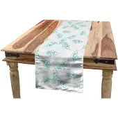 Abakuhaus turkoois tafelloper – wervelende taklijnen – 40x180 cm