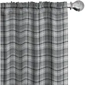 Abakuhaus – Voorhangen Schotse ruit 2x75x175 cm – zwart/lichtgrijs