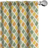 Abakuhaus Retro Gordijnen – 2-delige set 75x175 cm – Microvezel, halfverduisterend – Crème-groen