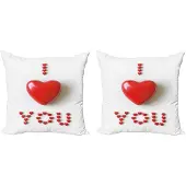 Abakuhaus Kussenhoes Set 2x40x40 – Hart 3D-letters – Dubbelzijdig – Rood-Wit