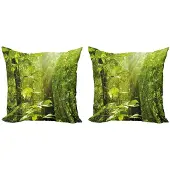 Abakuhaus Natuur Kussenhoes – 2x40x40 cm – Dubbelzijdig bedrukt – Microvezel