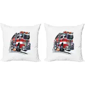 Abakuhaus Kussenhoes Set – 2x60x60 cm – Dubbelzijdig digitaal bedrukt – Rits – Babyblauw/Scarlet