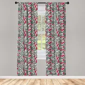 Abakuhaus Retro Raamgordijnen – 2-panelen, 75x245 cm, grijs/roze