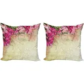 Abakuhaus Retro Dekokussenhoes – 45x45 cm – Dubbelzijdig digitaal bedrukt – Roze/Groen/Bleekgeel