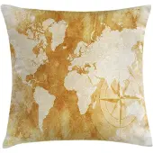 Abakuhaus Kompas-kussenhoes – 40x40 cm – Dubbelzijdig bedrukt, crème-tan, rits
