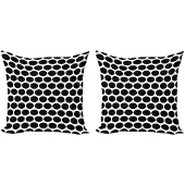 Abakuhaus Dots Kussenhoezen Set – 2x40x40 – Dubbelzijdig – Zwart/Wit