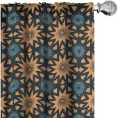 Abakuhaus Antiek Oriëntaals – 2x75x225 cm gordijnen – microvezel Abrikoos-donkerblauw