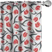 Abakuhaus Tulpen gordijnen – 2x75x225 cm – microvezel, halfdonker, digiprint groen-rood