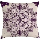Abakuhaus Mandala-kussenhoes – 40x40 cm – Tweezijdig bedrukt, wasbaar, donkerviolet