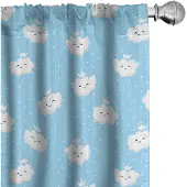 Abakuhaus – 2-delige gordijnen 75x245 cm – microvezel – lichtblauw/wit