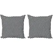 Abakuhaus Kussenhoes Set – Geometrische Cirkel – 2x45x45 cm – Dubbelzijdig bedrukt – Zwart/Wit/Grijs