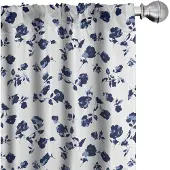 Abakuhaus Bloemen gordijnen – 2-delige set microvezel, halfdonker, donkerblauw/lichtblauw