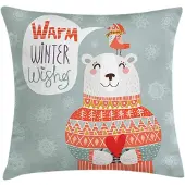 Abakuhaus Kerstkussenhoes – Dubbelzijdig bedrukt – 40×40 cm – blauw/grijs/donker zalm