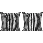 Abakuhaus Tropische kussenhoezenset (2 stuks), zwart-wit, 50 cm, zwart-wit