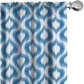 Abakuhaus Ikat-gordijnen – 2x75x225 cm – microvezel – Blauw-Wit