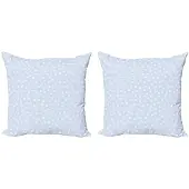 Abakuhaus Kussenhoes – 2x50x50 cm – Gebloemd, Dubbelzijdig – Babyblauw/Wit