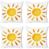 Abakuhaus Grunge Kussenhoes Set – 4x40x40 cm – Dubbelzijdig bedrukt – geel