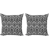 Abakuhaus Barok-kussenhoes – 2x45x45 cm – Dubbelzijdig bedrukt – Zwart/Wit