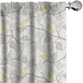 Abakuhaus – 2x Voorhangpanelen Geel-Grijs-Wit – Microfaser, Halfdonker – 75x225 cm