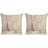 Abakuhaus visnet kussenhoes set – 2x60x60 cm – marine beige