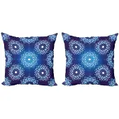 Abakuhaus Kussenhoes Set 2x40x40 cm – Dubbelzijdig Digitaaldruk – Sky Blue/Wit