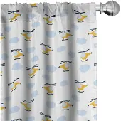 Abakuhaus Kindergordijnen – 2x75x175 cm – Microfaser – Geel/Blauw