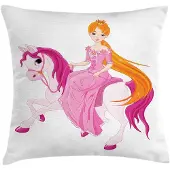 Abakuhaus Pony-kussenhoes Prinses op roze manen – dubbelzijdig – 50x50 cm
