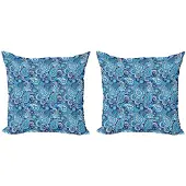 Abakuhaus Paisley Kussenbezug – 2x40x40 cm – Dubbelzijdig – Blauw