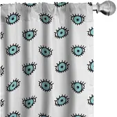 Abakuhaus – Doodle Ogen Voorhang 2x75x175 cm – Seafoam/Wit