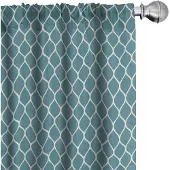 Abakuhaus Voorhangen Geometrisch blauw-wit – 2-delige set 75x225 microvezel