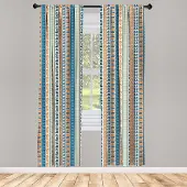 Abakuhaus Tribale gordijnen – Wijnoogstpatroon – 2x75x175 Merigold blauw