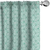 Abakuhaus Aqua-Damast gordijnen – 2x75x175 cm – zeegroen & wit – microvezel
