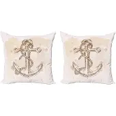 Abakuhaus Anker Kussenhoes Set – Dubbelzijdig – 60x60 cm – Creme Bruin