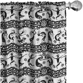Abakuhaus Gordijnen – Afrikaanse 2x75x245 cm – microvezel – Zwart-Wit
