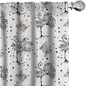 Abakuhaus Bloemen Gordijnen – 2x75x225 cm – Microvezel – Halfdonker – Wit koraal