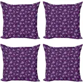 Abakuhaus – Decoratieve kussenhoes 40x40 cm – Paars – Dubbelzijdig bedrukt – 4-pack