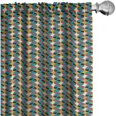 Abakuhaus Retro gordijnen – Abstracte lijnen – 2x75x175 cm – veelkleurig