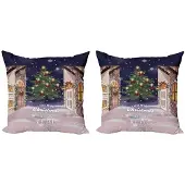 Abakuhaus Kussenhoezen Set 2x40x40 cm – Reversibel, Digitaal bedrukt – donkerblauw