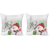 Abakuhaus Kussenhoes Set – 2x50x50 cm – Dubbelzijdig druk – Wit/Rood