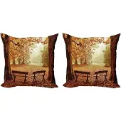 Abakuhaus Herfst-kussenhoes-set – 2x50x50 cm – Dubbelzijdig – Donkerbruin