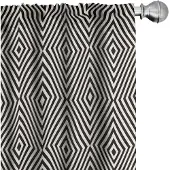 Abakuhaus Gestreepte Gordijnen – 2x75x175 cm – Microvezel – Halfschaduw, Roedezak – Eierschaal/Koksgrijs