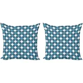 Abakuhaus Kussenhoezen Set – 2x40x40 cm – Leisteen blauw-wit – dubbelzijdig bedrukt, rits