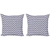 Abakuhaus Winkel Kussenhoes Set – 2x50x50 cm – marineblauw-wit – Dubbelzijdig
