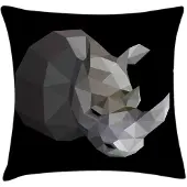 Abakuhaus Neushoorn-kussenhoes – dubbelzijdig bedrukt – 40 × 40 cm – grijs