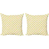 Abakuhaus Geometrische Kussenhoezen Set – 40x40 cm – Geel/Wit